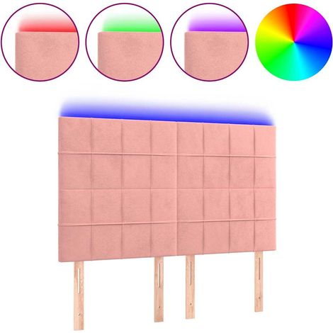 Maison Exclusive - Cabecero con luces LED terciopelo rosa 144x5x1 (1/5)