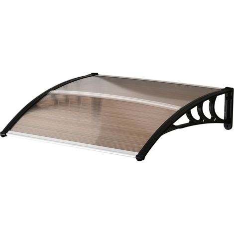 Pensilina per porta d’ingresso in policarbonato marrone 120 x 75 x 23 cm (1/4)