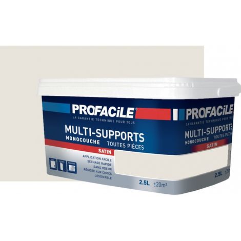 Peinture intérieure multi-supports, satin, murs, plafonds, boiseries, radiateurs, sans odeur, plusieurs teintes PROFACILE E8E4DB 2.5 litres