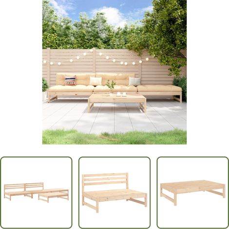 vidaXL Table basse de jardin - Salon de jardin 4 pcs bois massif de pin (1/5)