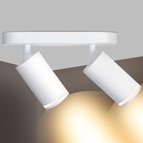 Plafonnier spots I 2 spots GU10 Pivotants Orientables Blanc mat I Livré sans Ampoules Éclairage de Plafond Interieur pour Cuisine Salon (1/5)