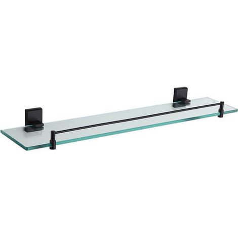 Showerdrape Unity Black Stainless Steel Wall Mounted Glass 50cm Vanity Shelf