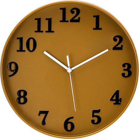 FABRILAMP - Wanduhr (30 x 5 cm, mit gelben Zeigern de kontinuierliche Bewegung (Batterie AA nicht mitgeliefert) (1/2)