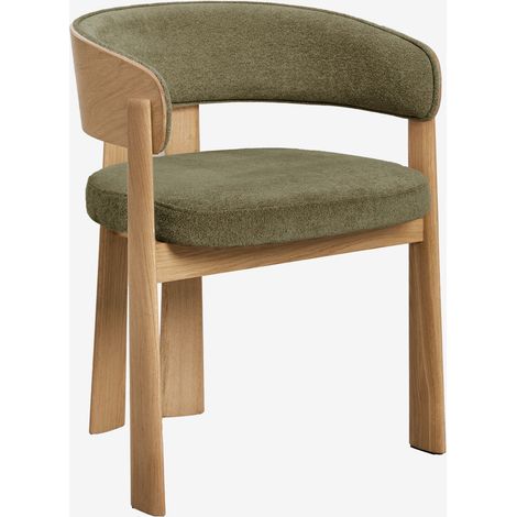 Pack de 2 sillas de comedor con reposabrazos tapizadas y en madera de roble Olea SKLUM (1/5)