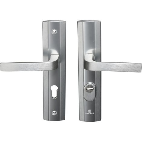 1 - Poignée De Porte Blindée - Plaque De Protection - Cylindre Européen - Anti-arrachage Et Anti-perçage - Pour Porte D&39entrée - Argent - 242x52cm