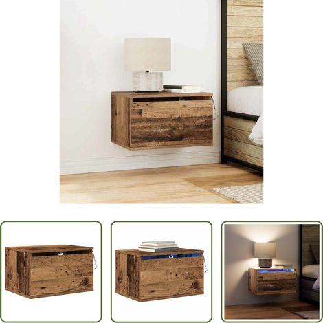 Rangement chambre - Cabinet de chevet mural avec tiroir Bois ancien 50 x 36 x 30 cm (1/5)