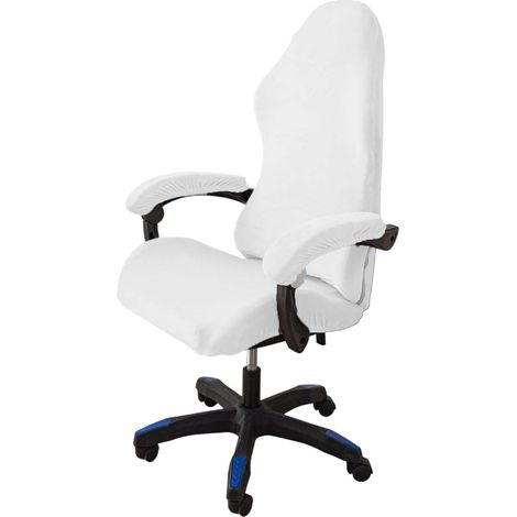 Housses de Chaise de Gaming Lot de 4,nsemble Housse Fauteuil Gamer avec Housses d'accoudoirs/couvertures de Dossier de Chaise/Housse de siège de Chaise,Convient aux chaises de Jeu (Blanc) (1/5)