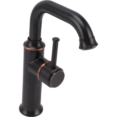 Rubinetto per casa, modello retrò, a leva singola in rame, per miscelare acqua calda e fredda, ideale per camper e roulotte (nero).