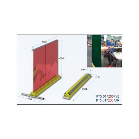 Mampara de protección de soldadura PTS 01/200/AR – Naranja
