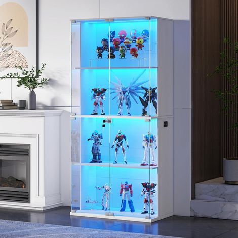 Stehende Glasvitrine mit LED-Beleuchtung und Bewegungssensor, abschließbar, 4 Türen (1/5)