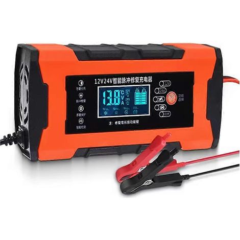 Chargeur de batterie automobile 12 V 10 A et 24 V 5 A avec affichage numérique et technologie de réparation par impulsions (prise UE) (1/5)