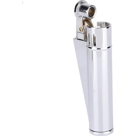 Briquet à silex portable, fin et coupe-vent, rechargeable, à molette (argenté) (1/5)