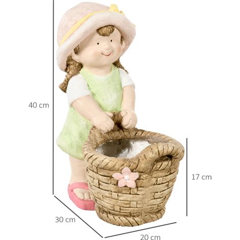 Figurine décorative jardin intérieur 20x30x40cm multicolore en oxyde de magnésium,résistante aux intempéries avec pot de fleurs intégré. (1/5)