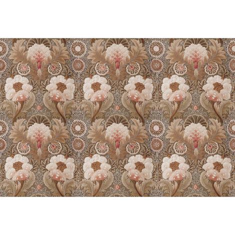 Papier peint panoramique floral à motif graphique Tapisserie panoramique beige et blanc salle de bain Papier peint panoramique fleur (1/2)