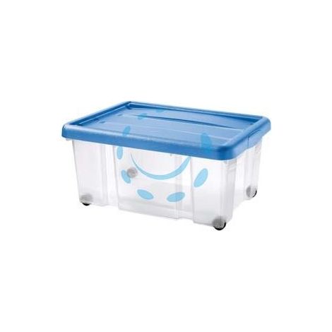 CONTENITORE "PUZZLE BOX" CON COPERCHIO A SCATTO E RUOTE - cm.60,5x40x27,3h. lt.43
