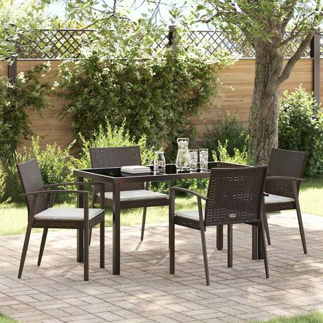 Garten Essgruppe 5 pcs Braun und Schwarz PE-Rattan (1/5)