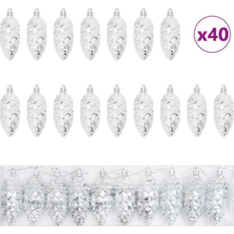 Bola de Piña de Navidad 40 pcs Plateado Plástico vidaXL