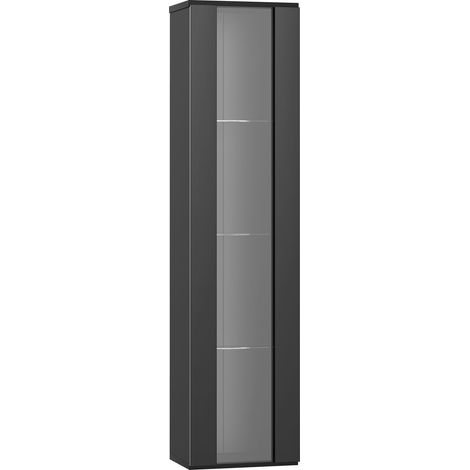 ELVMI Vitrine mit 4 Ebenen und LED-Farbwechselbeleuchtung für Wohnzimmer aus Spanplatte 40 × 29 × 170 cm Schwarz (1/5)