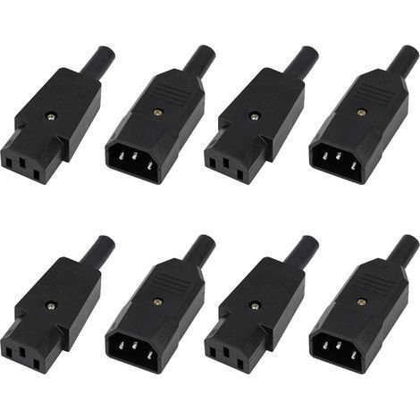 8Pcs Connecteur, Prise C14 Mâle, Prise C13 Femelle, 250V 10A, Pour Ordinateur, Imprimante (1/5)