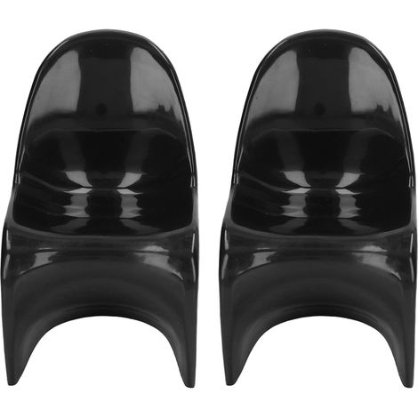 Lot de 2 chaises miniatures à l'échelle 1/6, style décontracté et mignon, en plastique noir, pour maison de poupée ou décoration. Dimensions : 14 x 9 x 8 cm. (1/5)