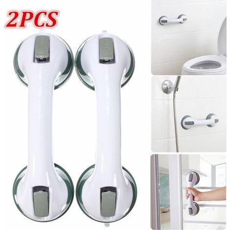 Poignée de douche avec ventouse puissante, barre d'appui de sécurité pour personnes handicapées, personnes âgées, salle de bain, baignoire, douche et toilettes (lot de 2)
