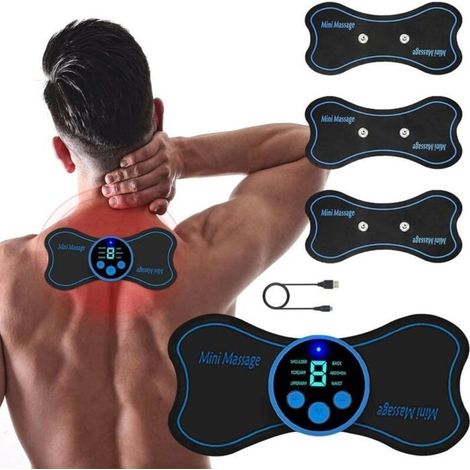 Mini massaggiatore elettrico per il collo, massaggiatore cervicale a 4 pezzi, massaggiatore senza fili con 6 modalità, sollievo dal dolore muscolare per le gambe