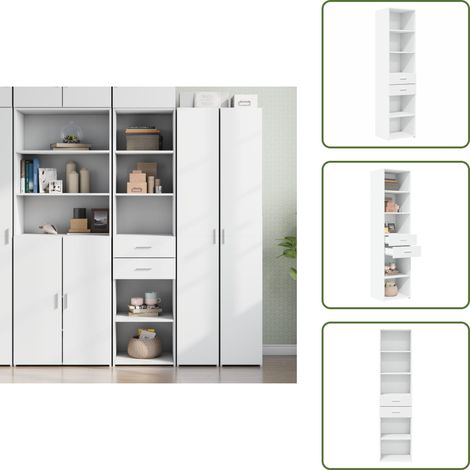 Buffet haut blanc 45x42,5x185 cm bois d'ingénierie - Buffet Design Intemporel - Meuble Rangement Blanc - Commode Cuisine - Buffet Haute Capacité - Meuble Salon (1/5)