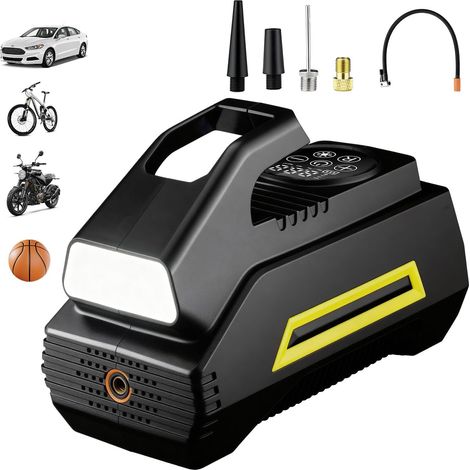 Pompe À Air Sans Fil À Double Cylindre Pour Pneus De Voiture, Affichage Numérique PSI/BAR/KPA/KG/CM², Arrêt Automatique, 4 Buses, Lampe LED, Gonfleur Portable, Compresseur Voiture