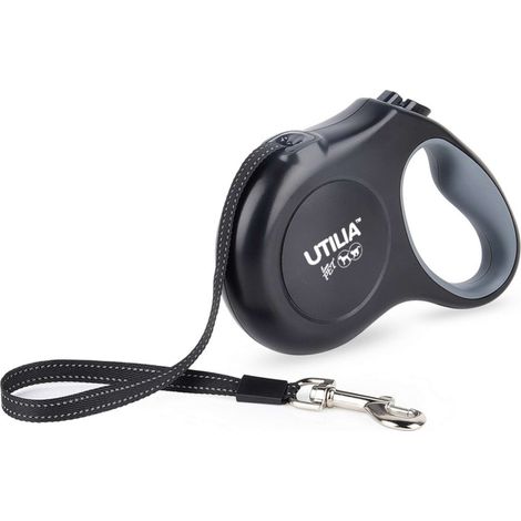 Utilia Pet Guinzaglio Retrattile A Nastro Large Mt. 5 Per Cani Fino A Kg. 50 Col. Nero