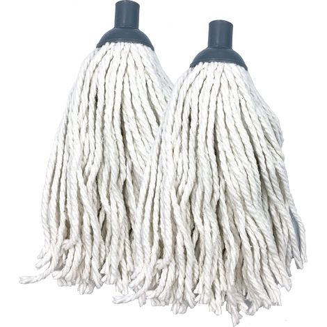 Lot de 2 recharges de têtes de balai en coton - Super absorbantes - Tête en coton rotative et verrouillable avec un réceptacle en plastique efficace p (1/5)
