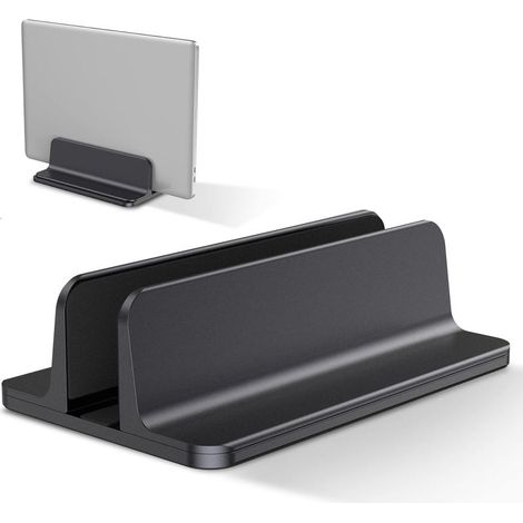 Supporto verticale per laptop, supporto in alluminio regolabile per notebook da scrivania, nero (1/5)
