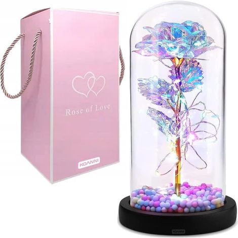 Rosa eterna in vetro, LED luminoso, idea regalo - colori (1/5)