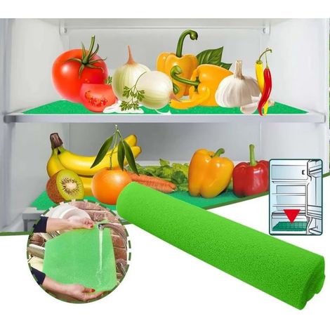 Lot de 2 tapis de protection anti moisissures, antibactériens, anti humidité, éponge pour tiroir de légumes et fruits du réfrigérateur (1/5)