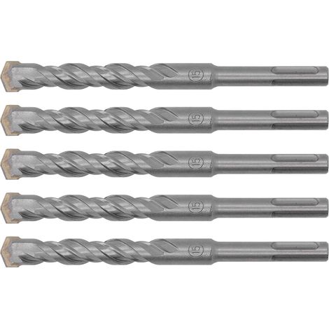 Lot de 5 forets à percussion rotatifs de 160 mm de longueur, à 2 goujures, à pointe carbure auto-centreuse, pour brique, pierre et béton (15 mm / 0,59 po). (1/5)