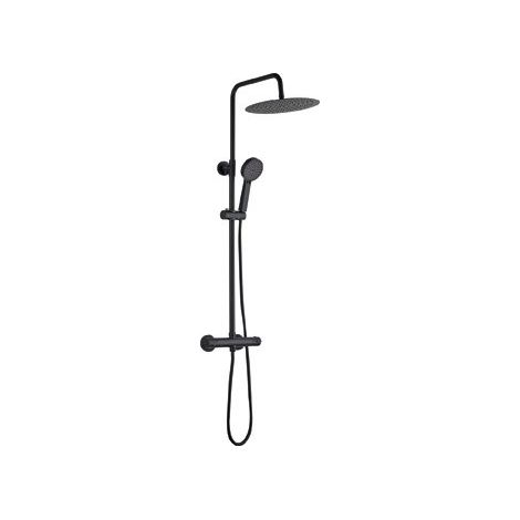 SET DOCCIA TONDO RUBINETTO TERMOSTATICO NERO SD31036