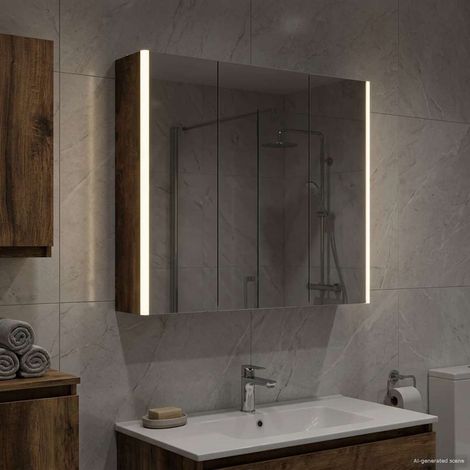 Armario con espejo de baño Roble ahumado 73.5 x 15.5 x 70 cm