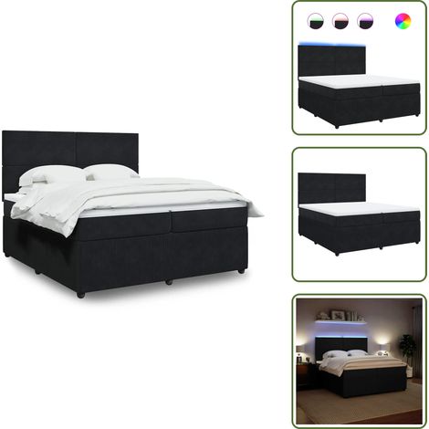 Sommier à lattes de lit et matelas Noir 200x200 cm Velours - Sommier À Lattes De Lit - Sommiers À Lattes De Lit - Lit - Meuble De Chambre À Coucher (1/5)