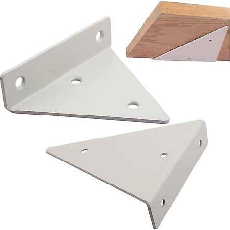 Set mit 2 Regalwinkeln, Metallwandwinkel, schwebende Regalwinkel, unsichtbarer dreieckiger Regalwinkel mit Schrauben (weiß) (1/5)