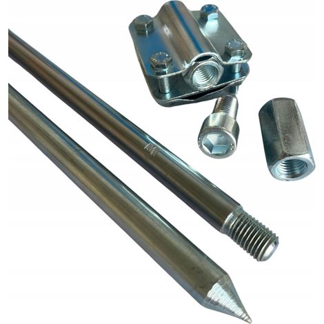 SET DI MESSA A TERRA ANTIFULMINE 3MB (2x1,5m) M18 + CONNETTORE ACCIAIO ZINCATO + ATTREZZO DI FABBRICAZIONE (1/3)