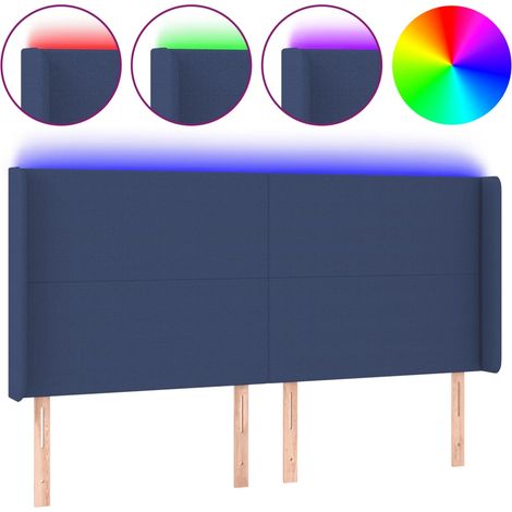 Maison Exclusive - Testiera a LED Blu 203x16x118/128 cm in Tessuto