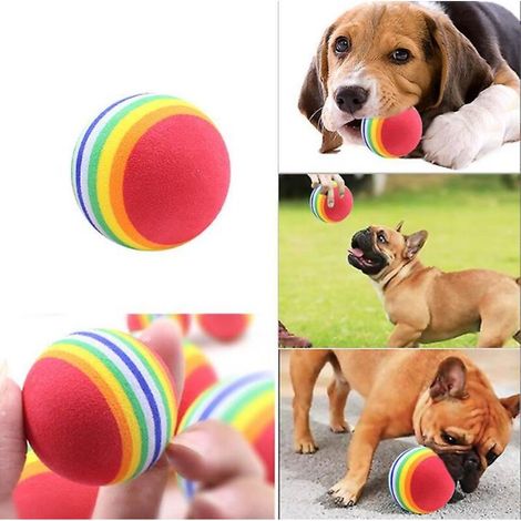 Lot de 5 balles arc-en-ciel en éponge souple en mousse pour animaux de compagnie (1/5)