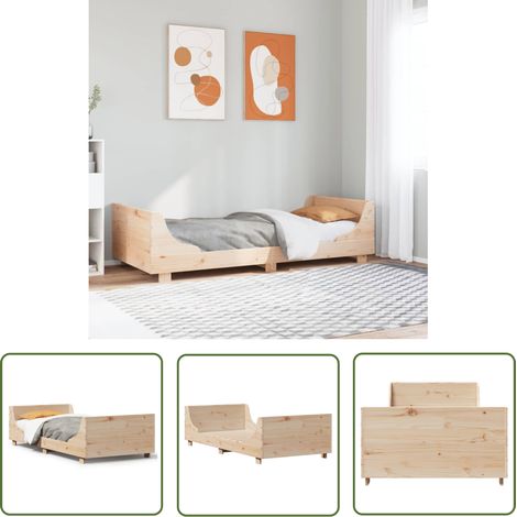 The Living Store Cadre de lit sans matelas 100x200 cm bois massif de pin - Cadre De Lit - Lit En Bois - Lit Double - Meuble Chambre - Design Moderne (1/5)