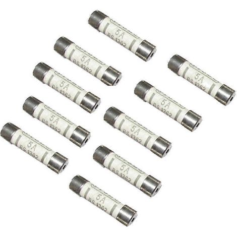 Lot de 10 tubes fusibles en céramique, 6 x 25 mm, 240 V 5 A, BS1362 (1/3)