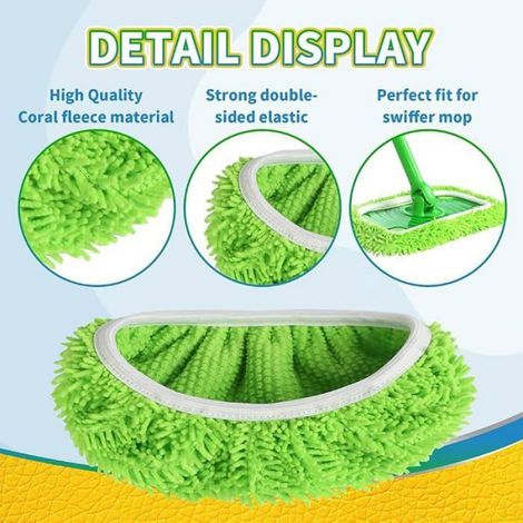 2 Pièces Chiffons de Serpillière Microfibre pour Sweeper,Serpillière Recharge Bai Vapeur,Lingettes Humides Housse (1/4)