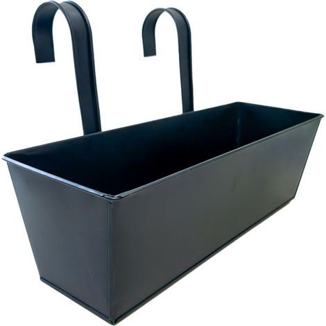 Jardinière suspendue en fer forgé pour balustrades de balcon — L 41,5 × l 14 × H 12,5 cm (1/2)