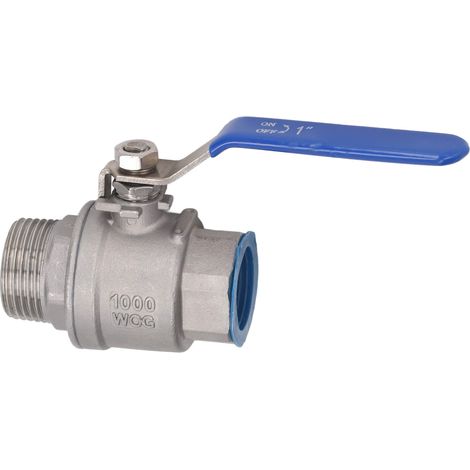 Robinet à Bille 1" NPT en Inox pour Fluides Eau et Huile (1/5)