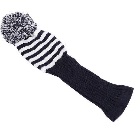 Couvre-clubs de golf tricotés en laine douce, bleu saphir à rayures blanches (1/5)