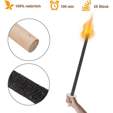 Randaco Fackeln Gartenfackeln Fackelfeuer Hochwertige Garten-Fackeln Profi Wachsfackeln Deko 90 Min 150x
