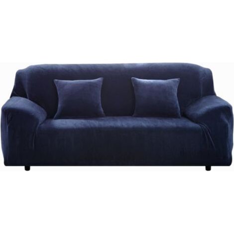 Housse de canapé épaisse pour canapés 1/2/3/4 places, facile à installer, en velours pur, tissu extensible, housse de canapé élastique (bleu, 2 places, 145–185 cm)