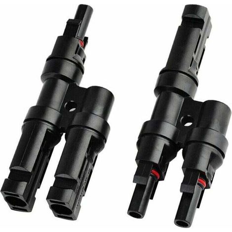 Connecteurs de Branchement MC4 pour Panneaux Solaires - Raccord en T / Y pour Distribution de Câbles (1/4)